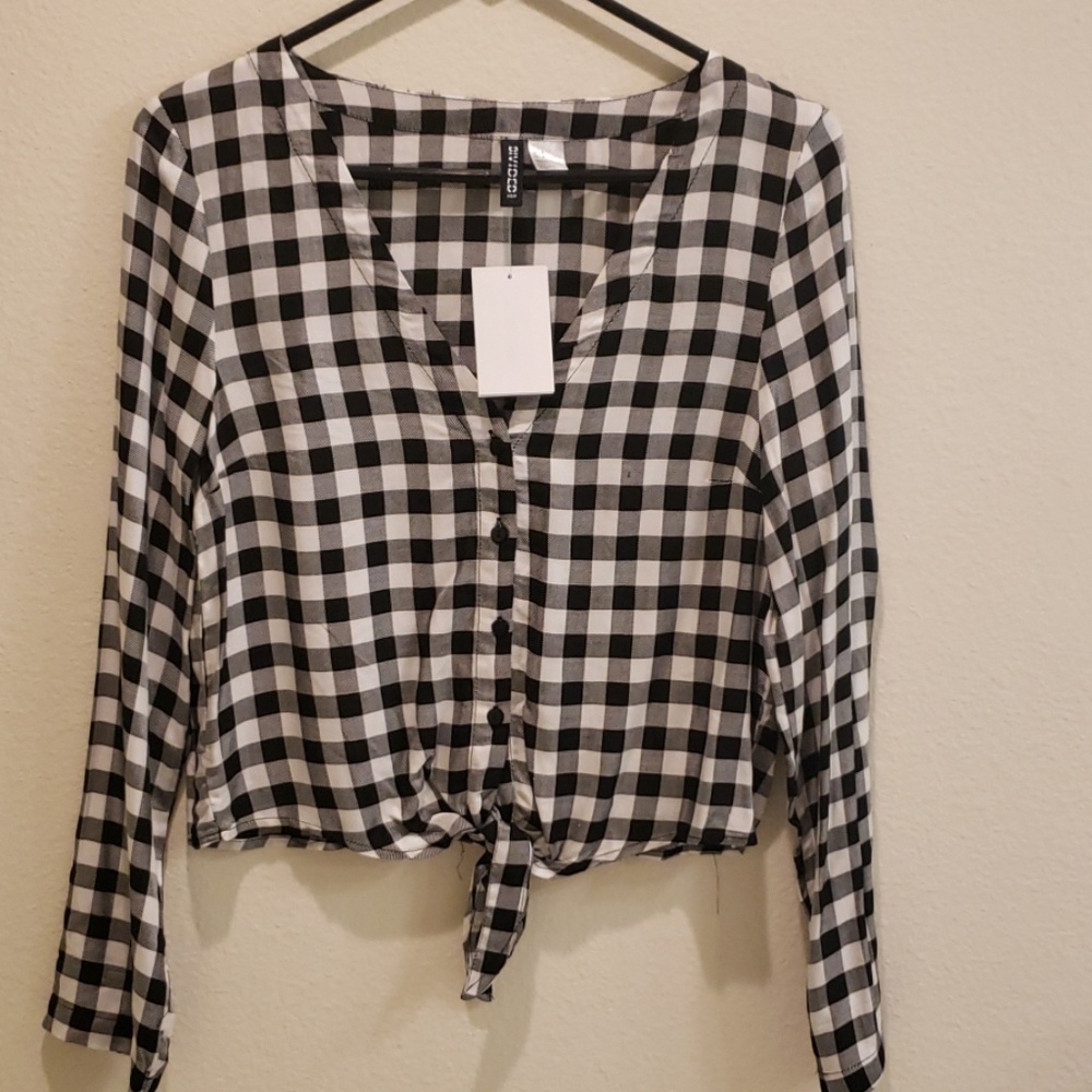 Checkered Black and White blouse Size 2